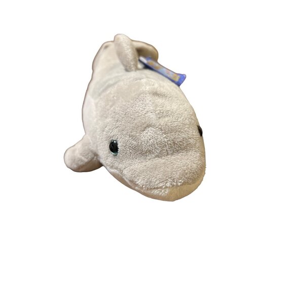 The Petting Zoo Aquatic Collection Dolphin Plush Gray White Blue Eyes 12" NWT - Picture 2 of 5
